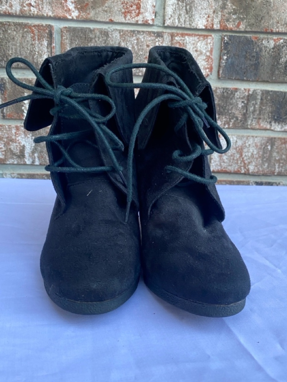 Mission Suede Black Wedge Booties